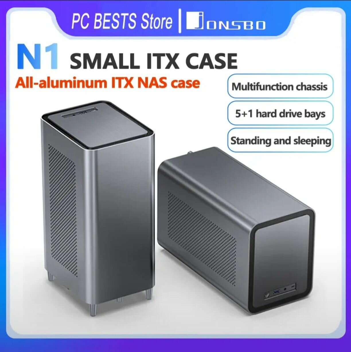 Корпус miniITX JONSBO N1, Mini-Tower, без БП, серый n1 gray