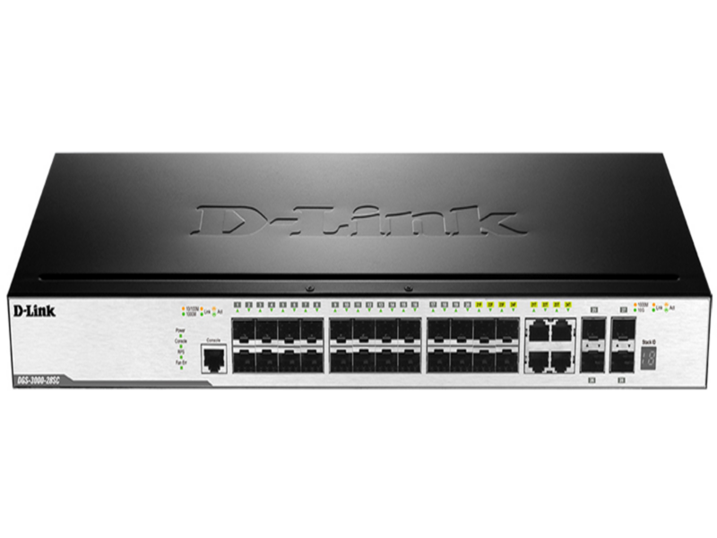 Коммутатор PROJ управляемый L2 стекируемый коммутатор, 20x1000Base-X SFP, 4x10GBase-X SFP+, 4xCombo 1000Base-T/SFP, защита от статического электричества до 6 кв, CLI, консольный порт RJ-45, RPS