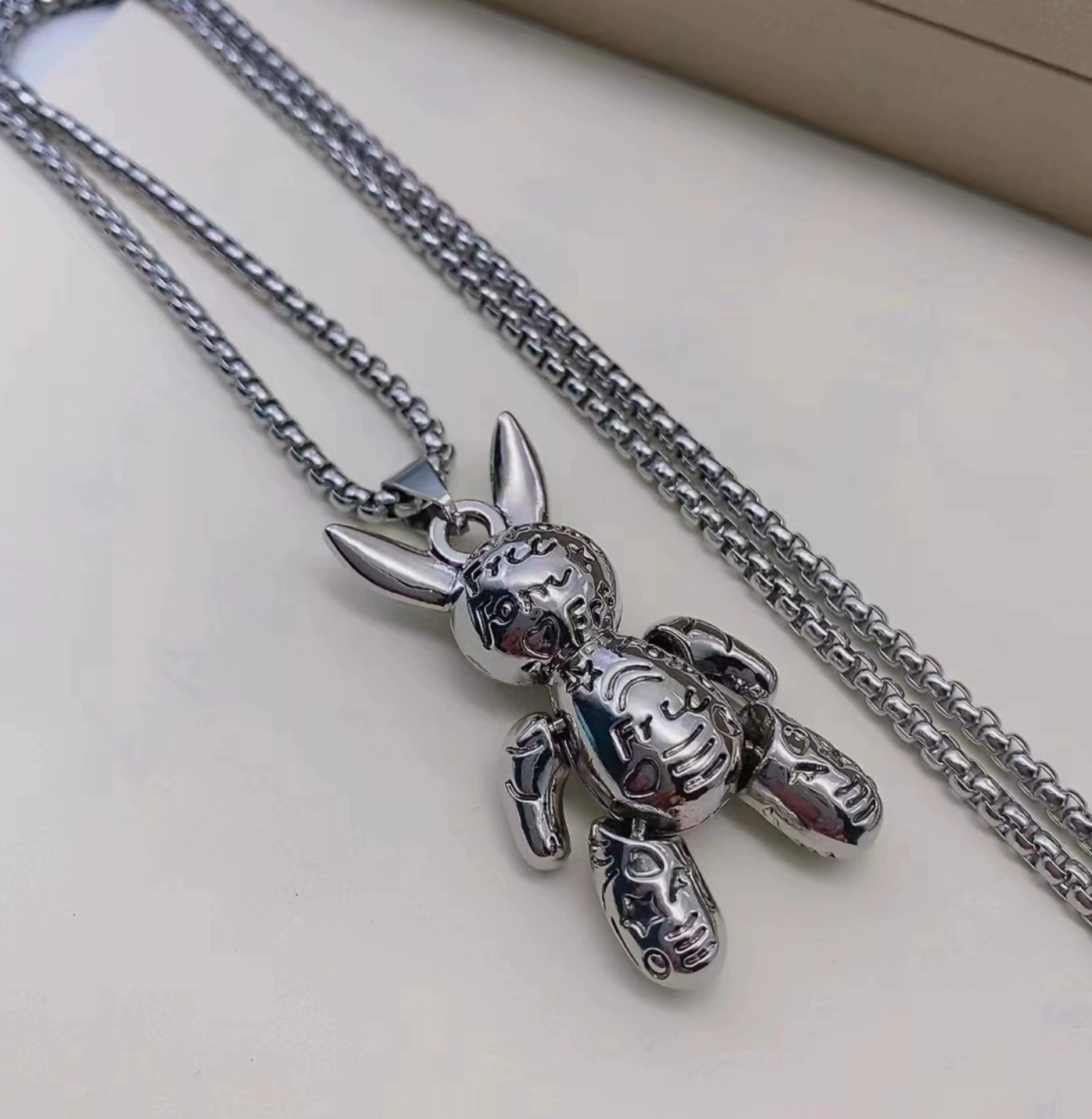 Колье, 2 шт., длина 69 см, серебристый металлик — фото 1