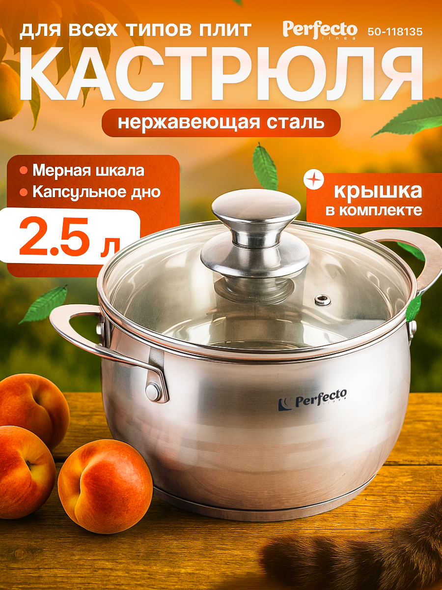 Кастрюля из нержавеющей стали 25 л PERFECTO LINEA Arcelia (50-118135)