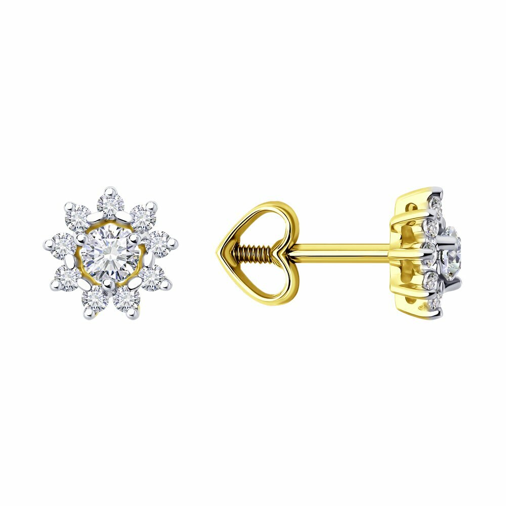 Серьги Diamant, желтое золото, 585 проба, фианит