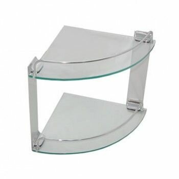 Полка угловая настенная для ванной комнаты стекло сталь хромированная