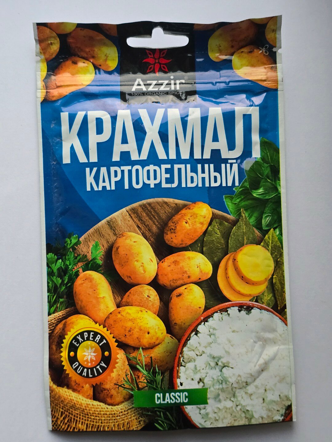Картофельный крахмал от "Azzir", 100% натуральный, в упаковке дой-пак 100 г