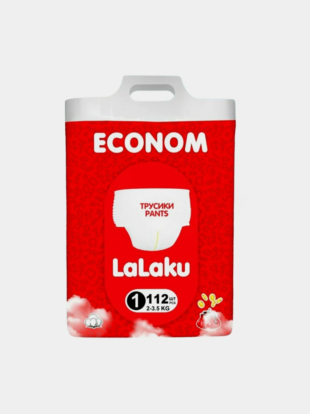 Подгузники "Econom LaLaKu", для детей 2-3.5 кг, унисекс, 1-й размер 112шт