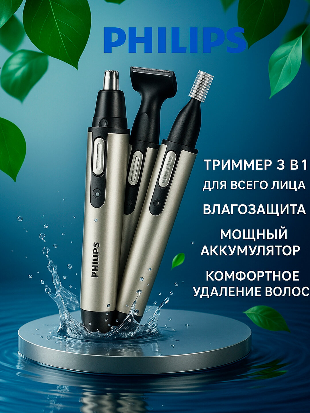 Триммер PHILIPS-305 для бороды, бровей, носа, ушей 3 в 1, для стрижки