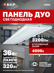 Светильник светодиодный EKF LUMA ДВО 4112-L 36Вт, 4000K, IP20, рассеиватель опал