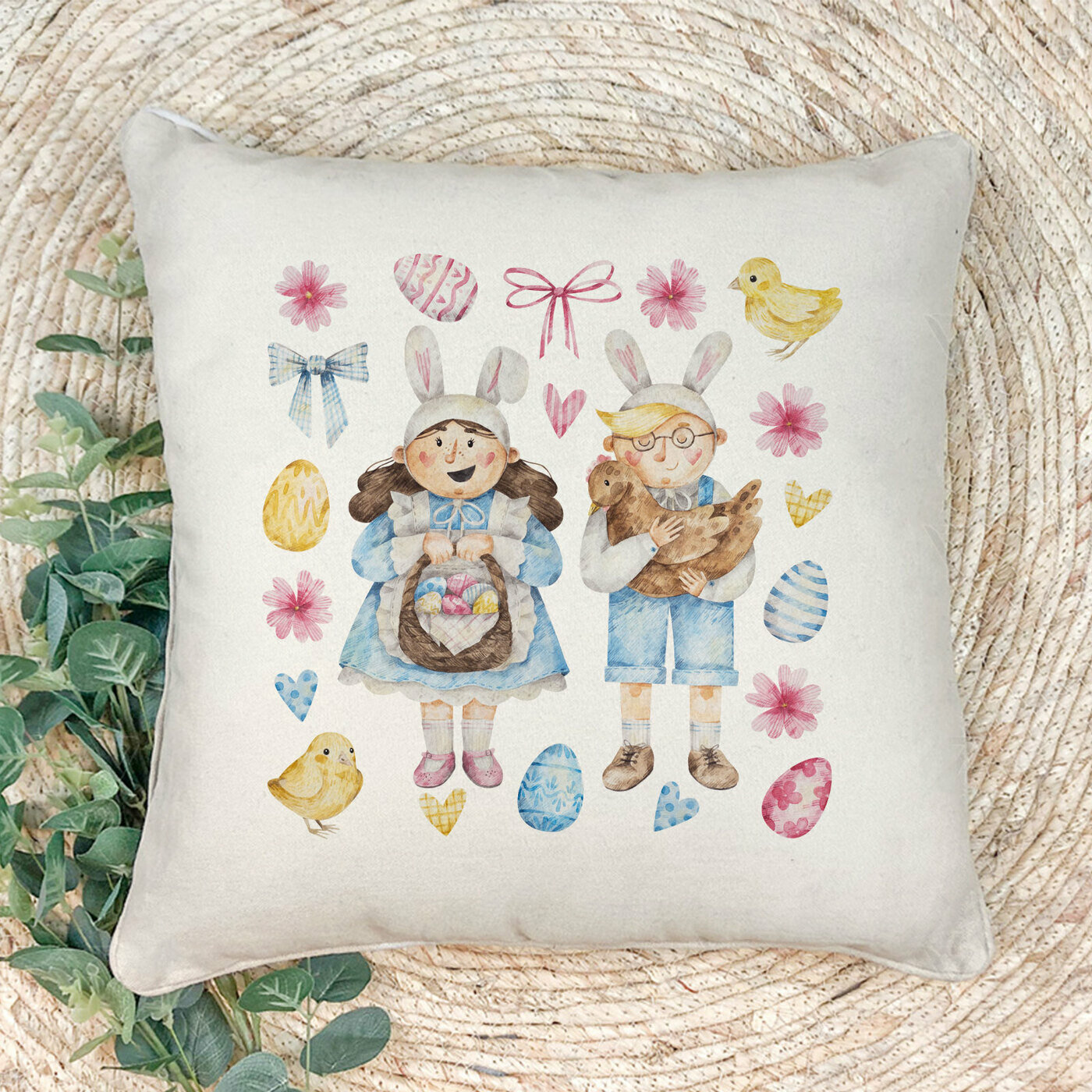 Наволочка для декоративной подушки Gerasim "Пасха", 41х41 см, эко-ткань хлопок/полиэфир