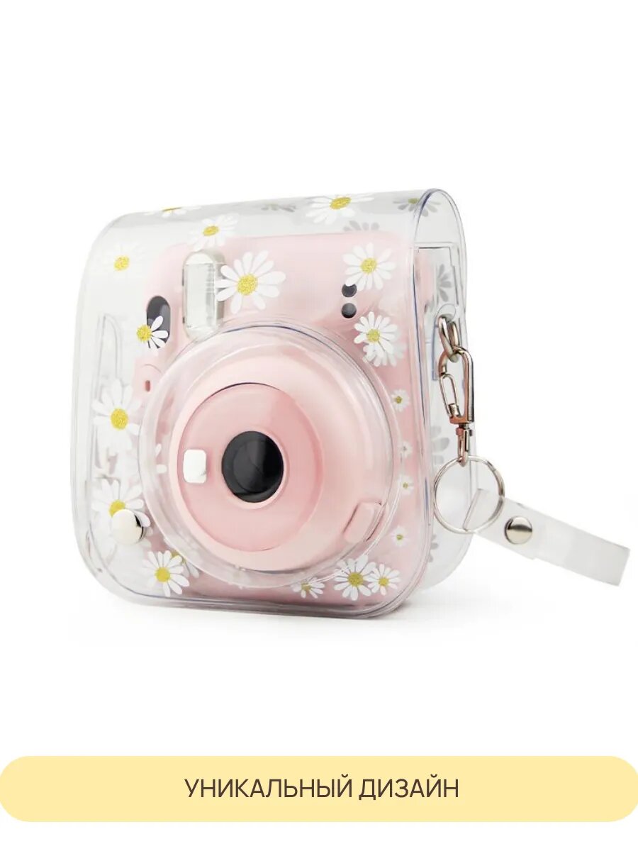 Чехол для Instax Mini 12, силиконовый, защита камеры, принт, с ремешком — фото 1