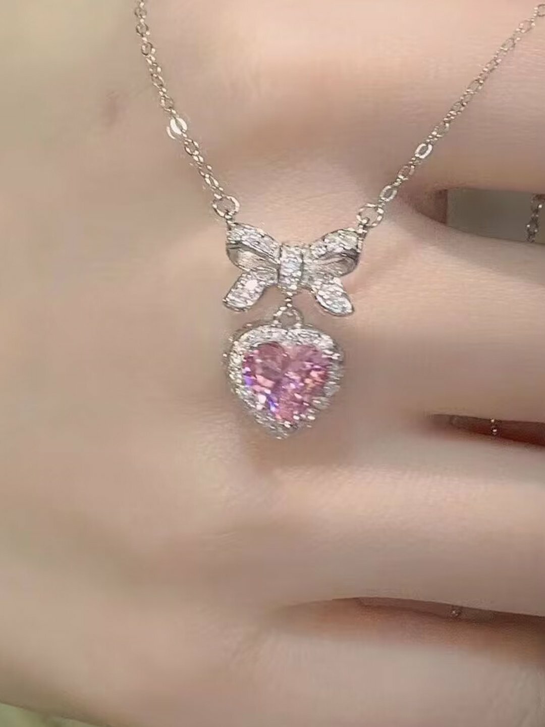 Цепь, 1 шт., длина 45 см, бело-розовый — фото 1