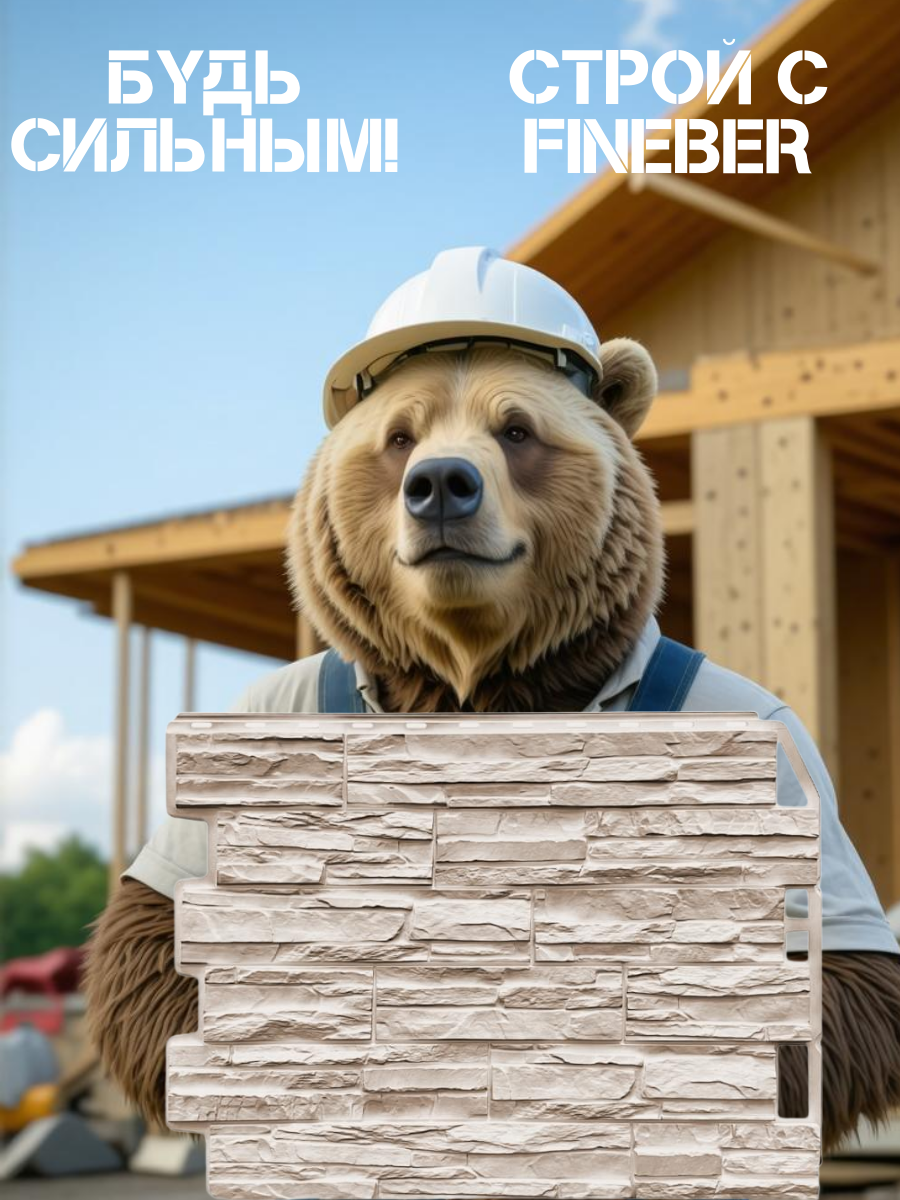 Фасадная панель FINEBER Скол светло-бежевый 595х795мм 10 штук