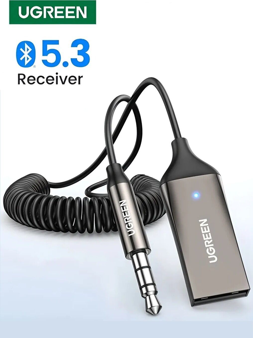 Bluetooth 5.3 адаптер для автомобиля / UGREEN Car Bluetooth ресивер USB-AUX 3,5 мм