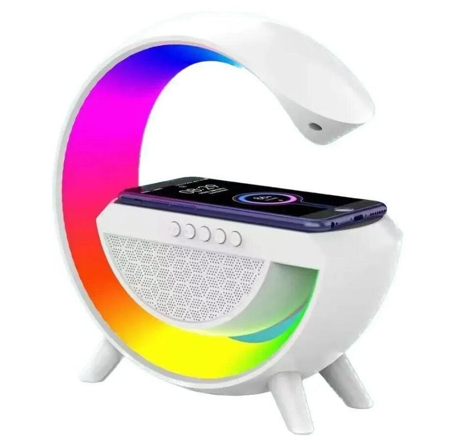 Умный светодиодный RGB светильник - лампа, с беспроводной зарядкой и колонкой — фото 1