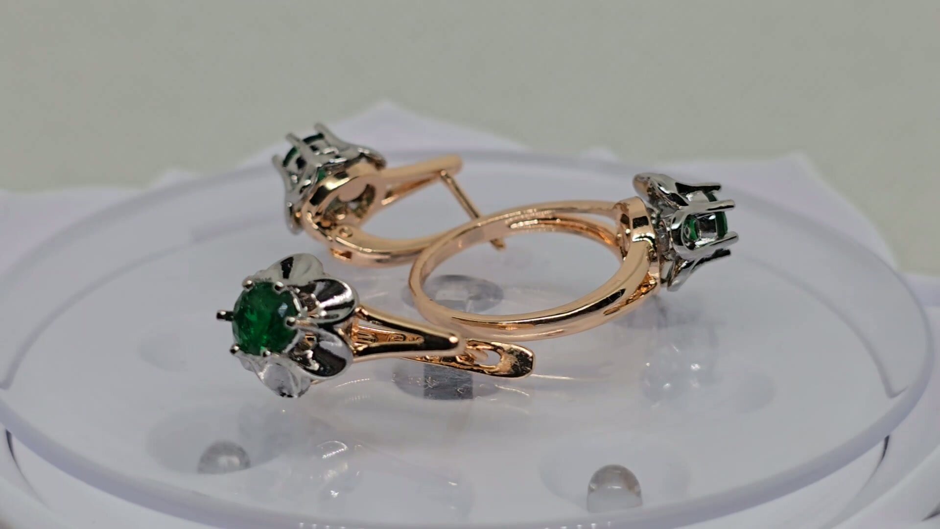 Комплект бижутерии: кольцо, серьги, финифть, размер кольца 19, зеленый — фото 1