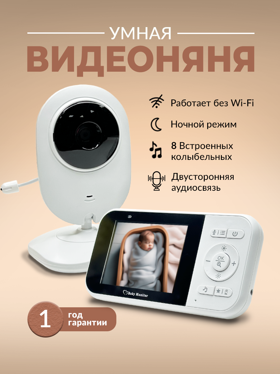 Видеоняня с монитором беспроводная цифровая без Wi-fi радионяня