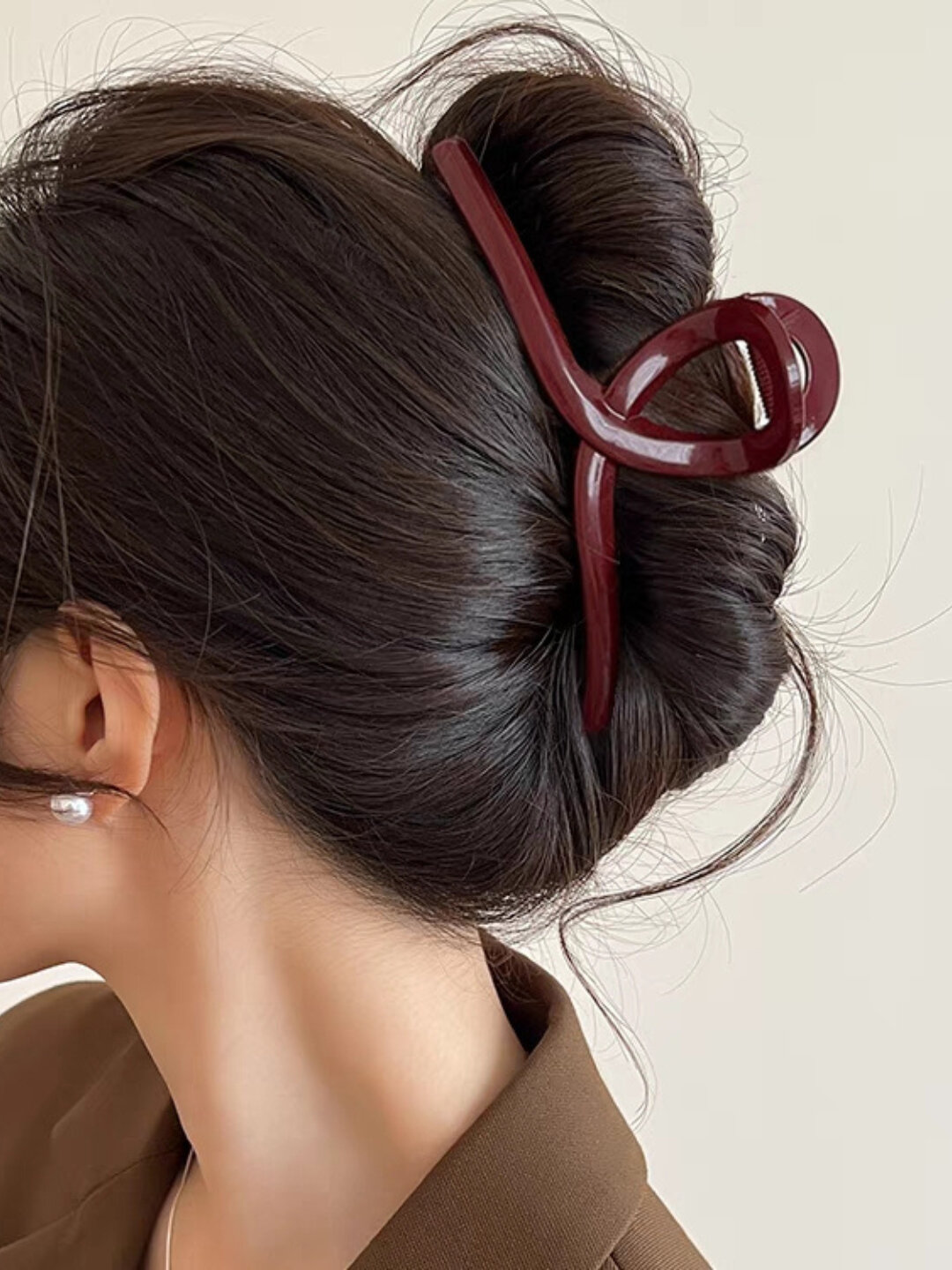 Зажим для волос бесконечность , насыщенный цвет бордо , тренд2025