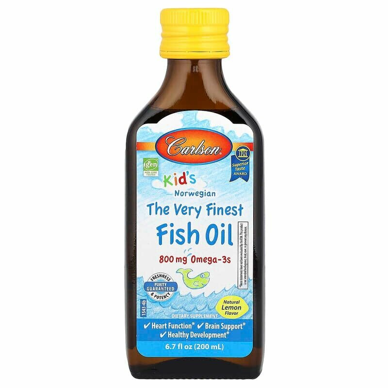 Carlson Kid’s Fish Oil Омега-3 800 мг, детский, лимонный, 200 мл