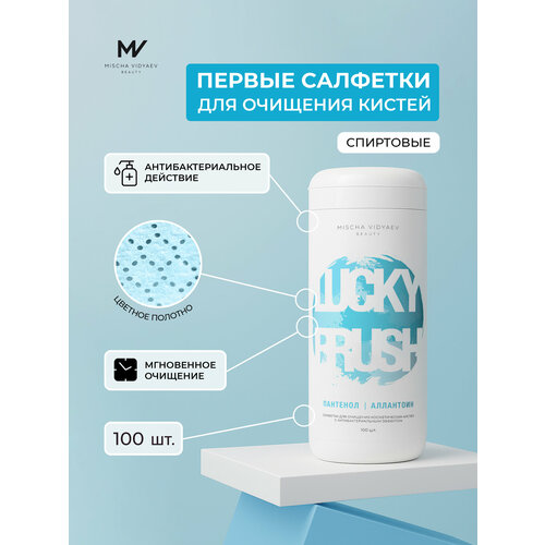 фото Салфетки для очищения кистей для макияжа, спиртовые, 100 шт, mischa vidyaev