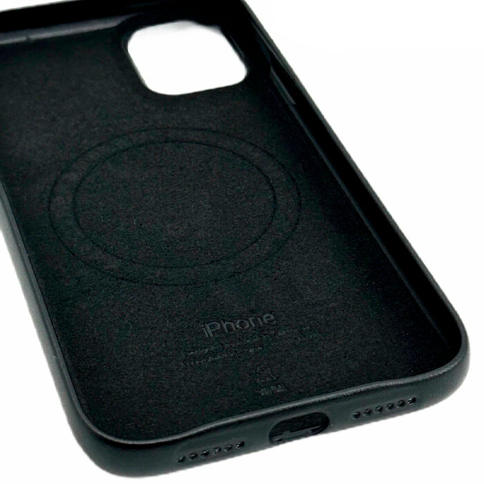 Кожаный чехол MagSafe для iPhone 11 Black, Анимация, Leather Case with MagSafe для Айфон 11 - Черный — фото 1