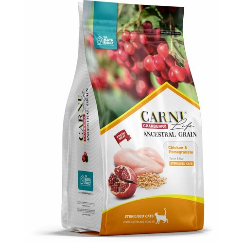 CARNI LIFE для кошек 1,5 кг Sterilised для стерилизованных курица с гранатом и клюквой