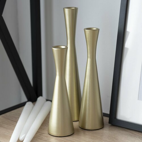 Набор подсвечников Пашкин Дом из 3 штук, бронзовый, металлический