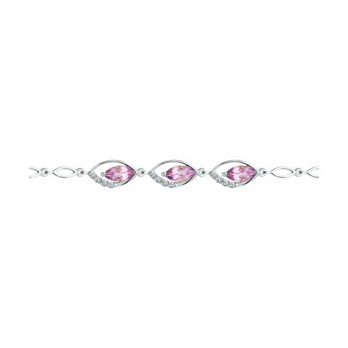 Браслет Diamant online серебро 925 проба аметист фианит длина 16 см фиолетовый 4348₽