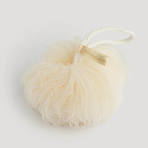 Изображение товара Мочалка для мытья тела, 13 см, бежевая, Бант, Unique spa, Kuchenland, полиэтилен