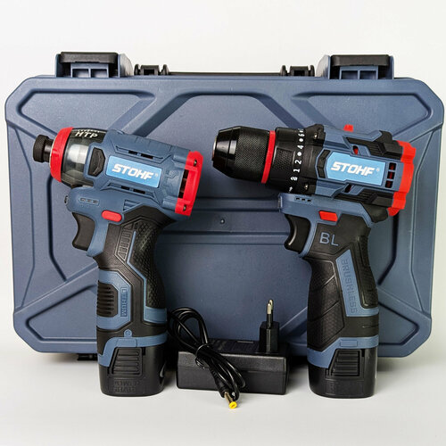 Набор шуруповерт и винтоверт STOHF (бесщеточные, 18В, 2 акб 2 Ач, кейс )
