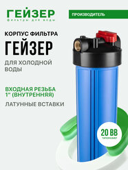 Корпус магистрального фильтра Гейзер С23 20ВВ 1", для холодной воды, защита сантехники, бытовых приборов и систем, 50785