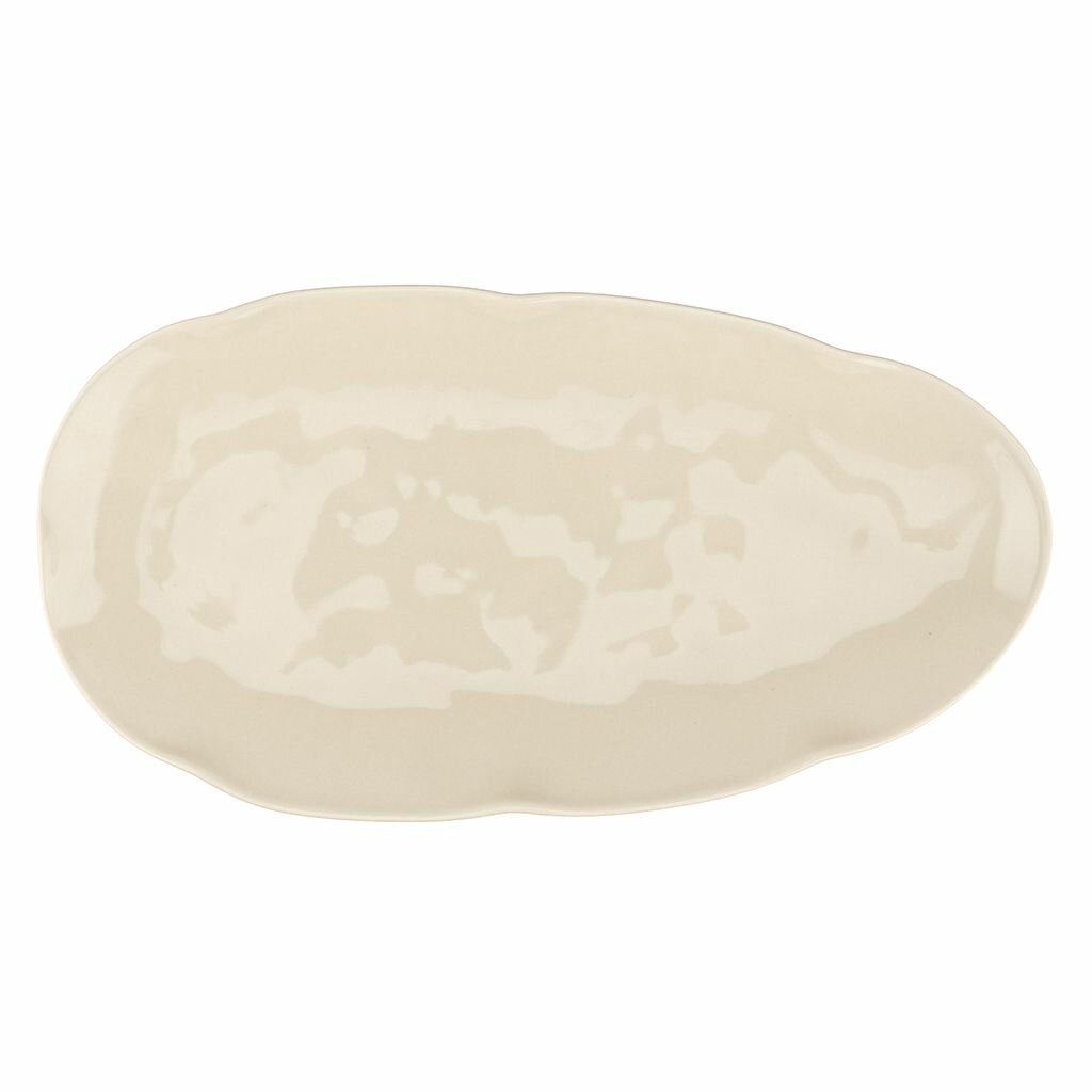 "Шоколад" Блюдо фарфоровое 293х155х25мм, асимметричная форма, кремовый