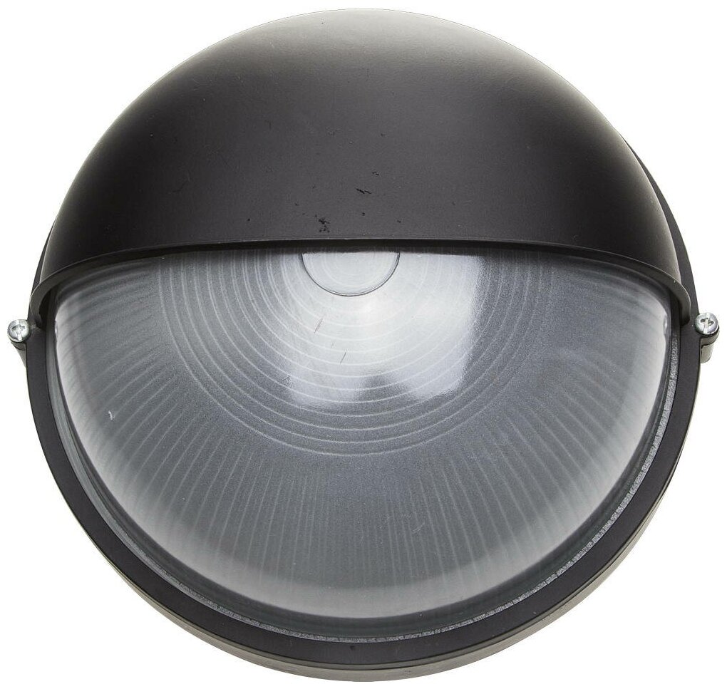 Светильник уличный СВЕТОЗАР влагозащищенный с верхним защитным кожухом, круг, цвет черный, 100Вт