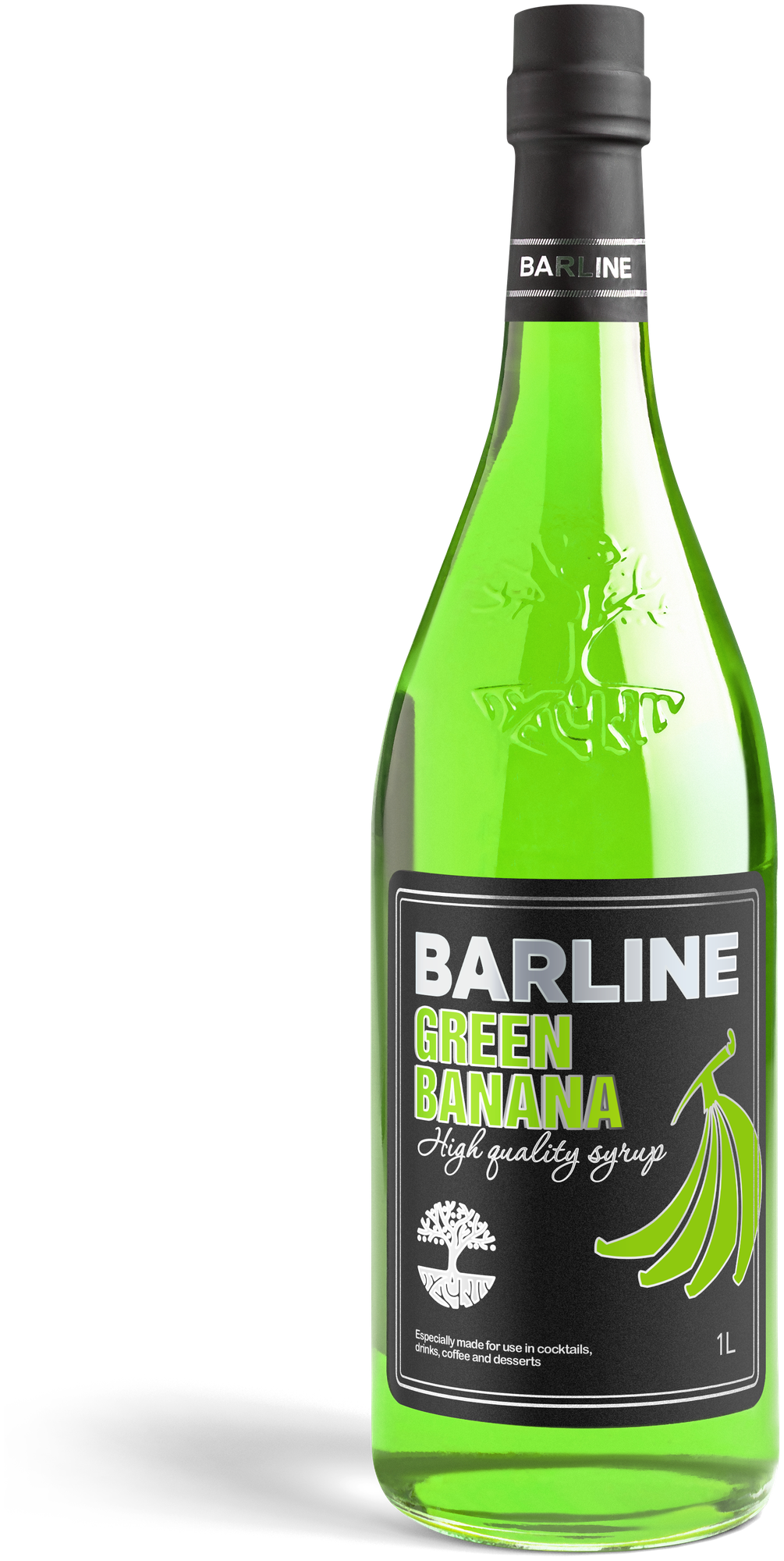 Сироп Barline Банан зеленый (Green Banana), 1 л, для кофе, чая, коктейлей и десертов, стеклянная бутылка