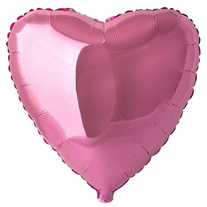 Воздушный шар фольгированный Flexmetal сердце, розовый, металлик, 46 см