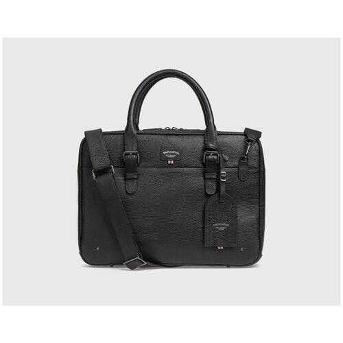 Сумка Walleysmark классическая, натуральная кожа, вмещает А4, внутренний карман, черный