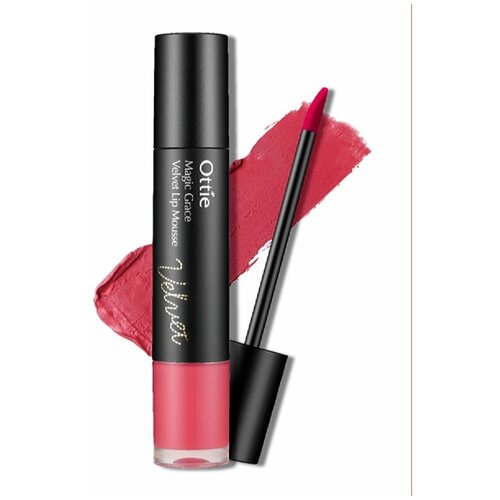 Помада-мусс 2 в 1 Ottie Magic Grace Velvet Lip Mousse No.4 Scarlet Pink 7мл