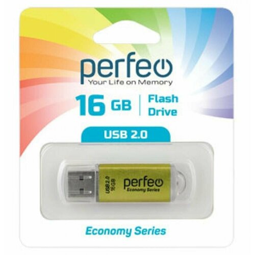 USB флешка Perfeo 16GB E01 Gold ES perfeo usb drive 16gb e01 red pf e01r016es