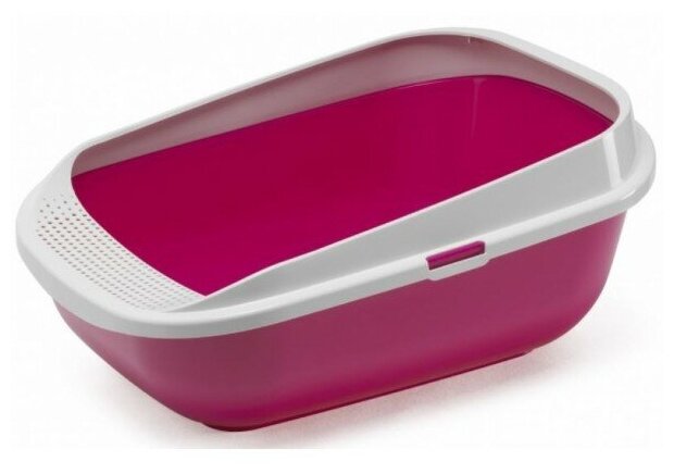 Moderna Туалет для кошек с рамкой и высокими бортами 57,4*42,7*25,5 см, ярко-розовый (Comfy Step - Hot Pink)