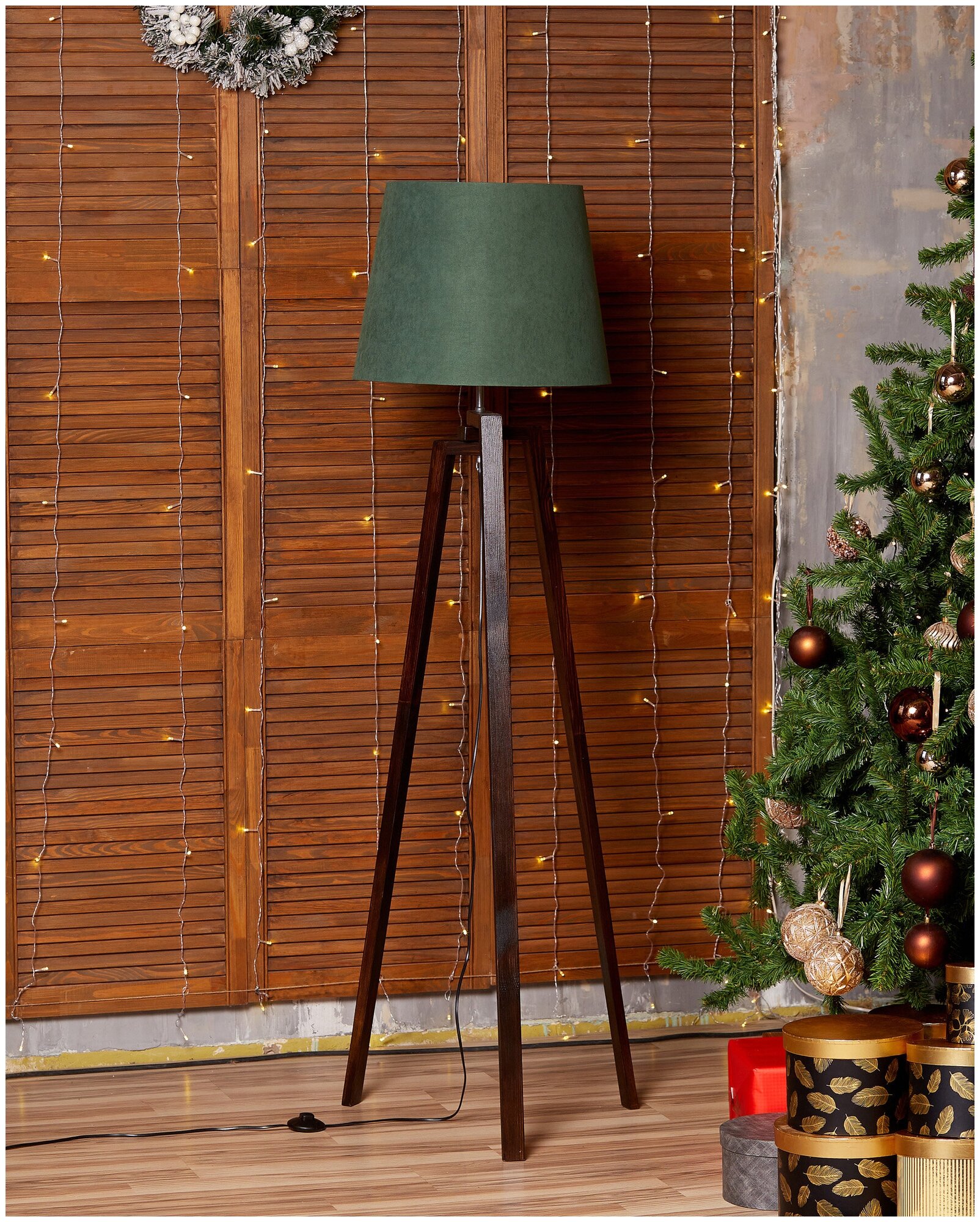 Торшер напольный светильник, "Дублин", с зелёным абажуром, дерево, ткань, 170 см - фотография № 3