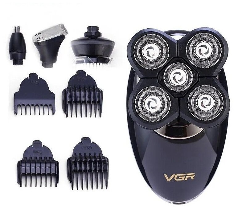 Электробритва VGR для головы V-302 CLEAN SHAVE VGR/ Шейвер мужской /5 бритвенных головок - фотография № 3