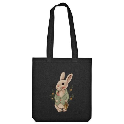 Сумка шоппер Us Basic, черный сумка милый кролик с фонариком зеленый