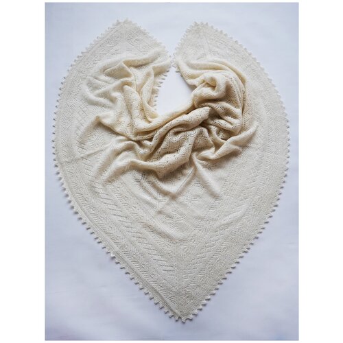 Платок Оренбургский пуховый платок, вязаный, ручная работа, 160х160 см, белый
