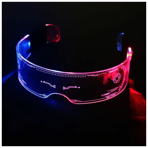 Купить Светящиеся очки киберпанк / прозрачные неоновые очки с подсветкой 7 цветов