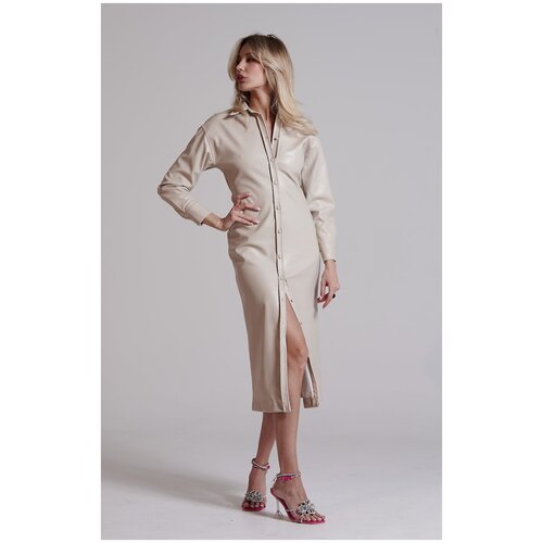 фото Платье женское из эко-кожи easy wear , цвет бежевый