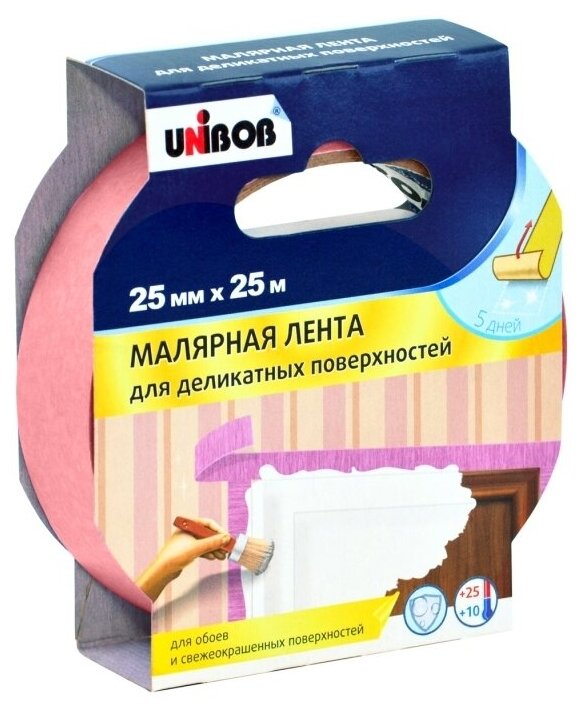 Малярная лента Unibob duct tape 25 мм 25 м, 1 шт