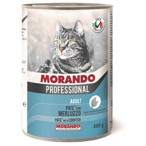 Влажный корм для кошек Morando (Морандо) Professional паштет с Треской, 400гр