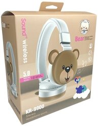 Беспроводные наушники детские Stereo Sound KR-9900 "Bear", Коричневый+Белый