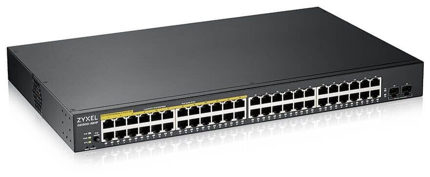 Kоммутатор/ Zyxel GS1900-48HPv2 Smart L2 PoE + switch, rack 19 ", 48xGE (24xPoE +), 2xSFP, PoE budget 170 W