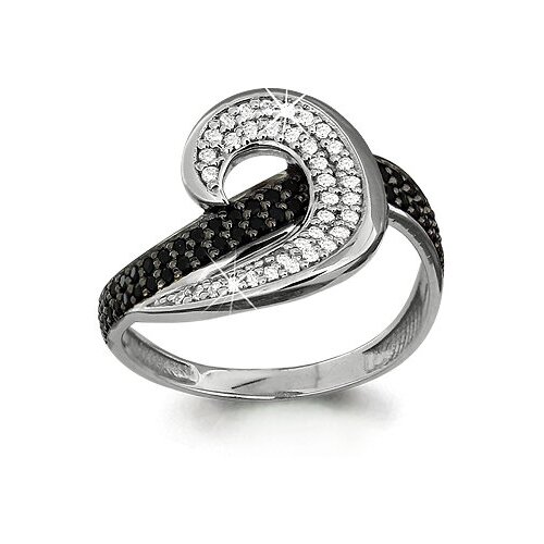 Кольцо Diamant online, белое золото, 585 проба, бриллиант, размер 16.5, бесцветный, черный