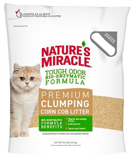 Натуральный комкующийся наполнитель для кошачьих туалетов ( 4,5 кг) NM Premium Corn Cob Litter 10lbs