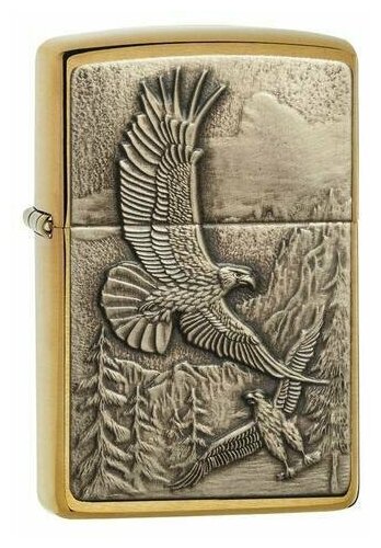 Зажигалка Zippo 20854 бензиновая Eagles Brushed Brass