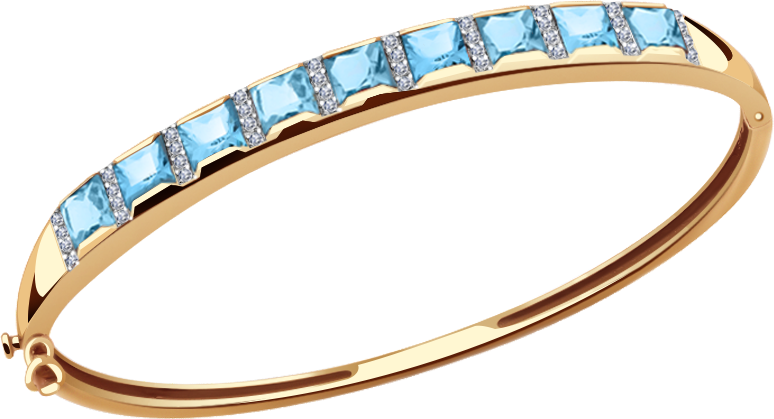 Жесткий браслет Diamant online, золото, 585 проба, фианит